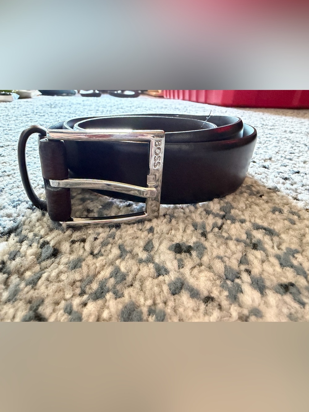 BOSS Men’s Elloy Italian Leather Belt – Dark Brown – Size 95/36